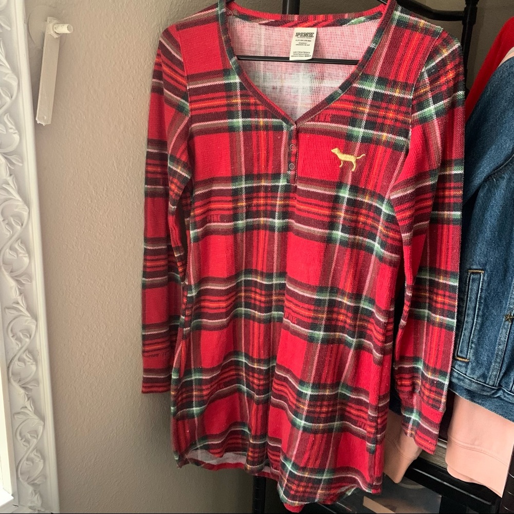 Victoria Secret PINK Christmas Red Holiday Plaid Sleep Pajama dre…